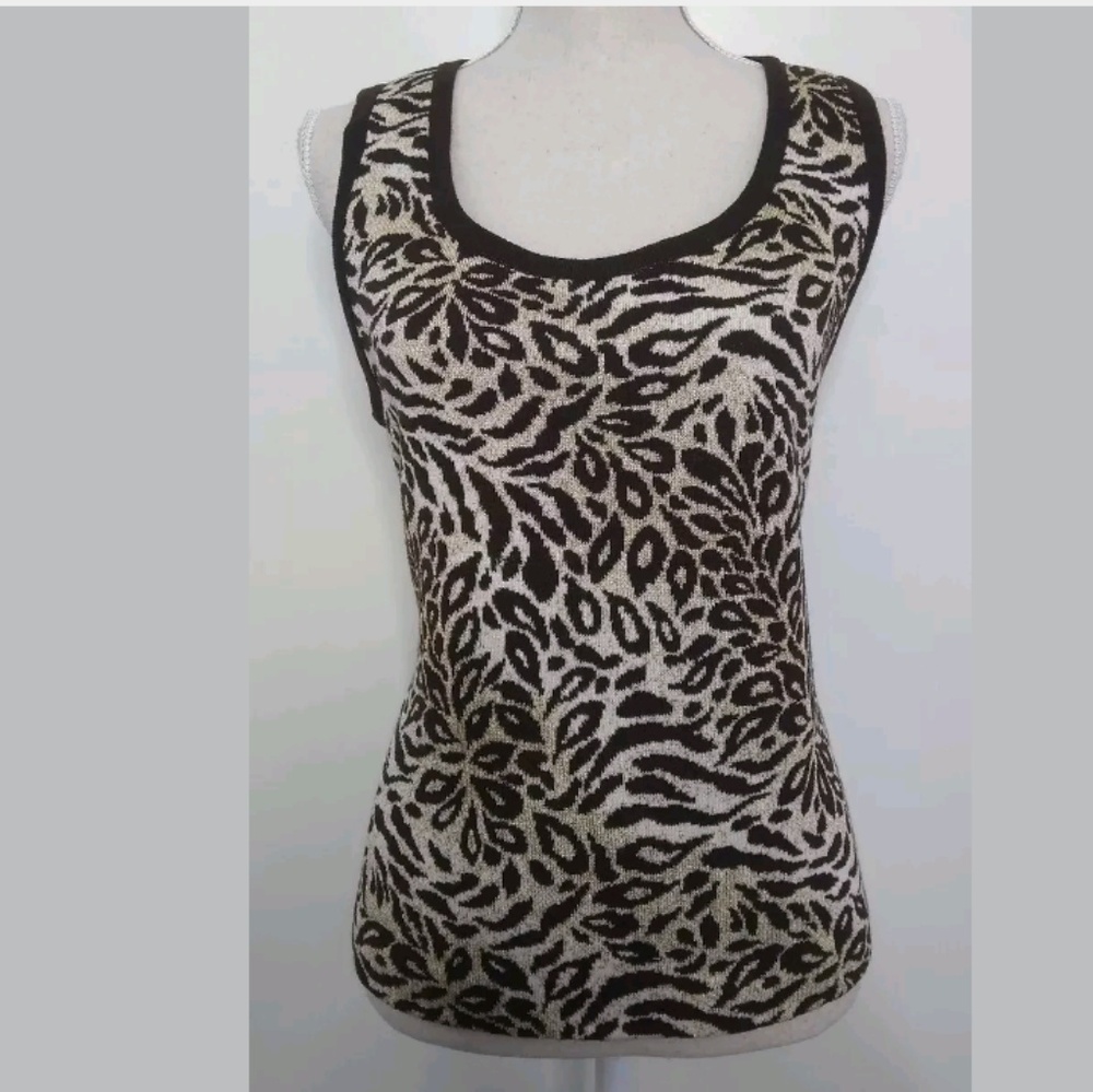 St. John Sport Marie Gray Brown Blouse Sz Large